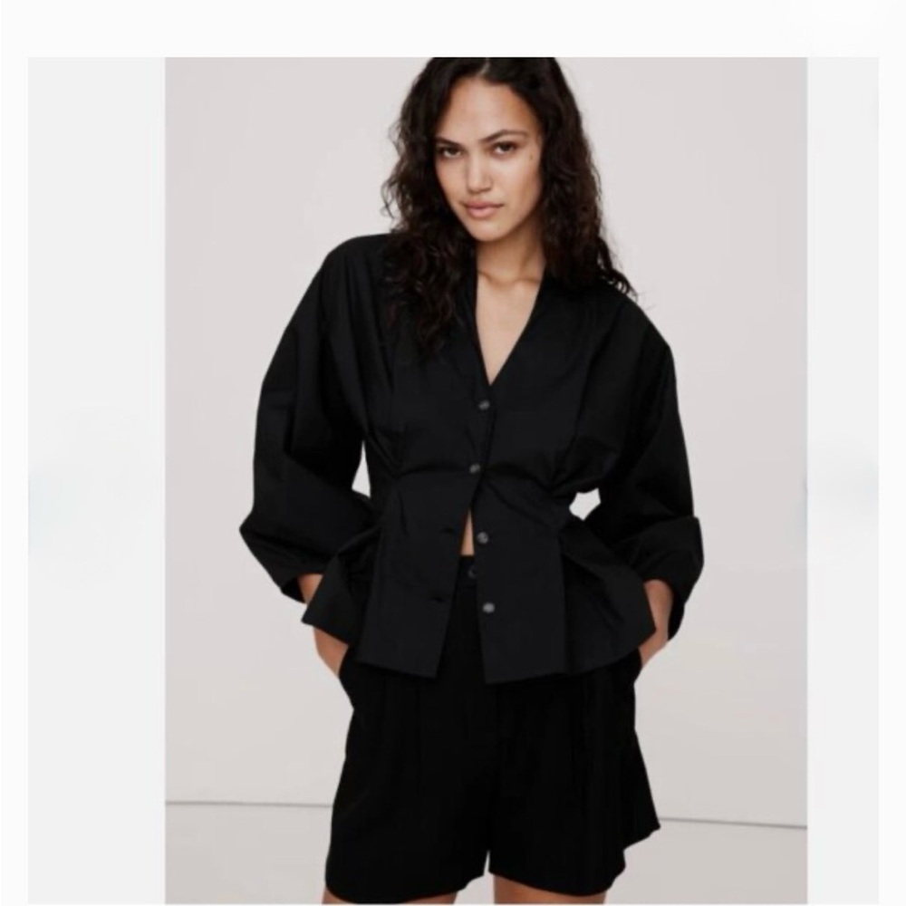 Banana Republic Cotton-Poplin Cinched Waist Top
